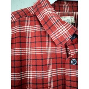 LL Bean Mens Chamois Cloth Shirt Button Up 2XL Dark Red Plaid Vintage Workwear